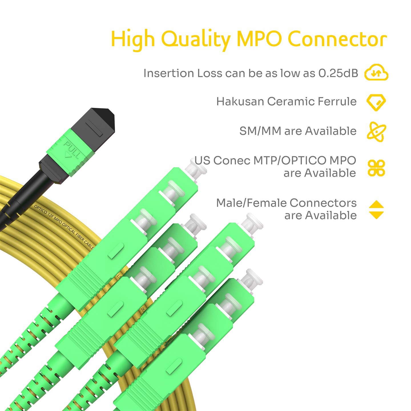 12F MTP MPO To SC Harness Patch Cable 12F MTP MPO To SC Harness Patch Cable