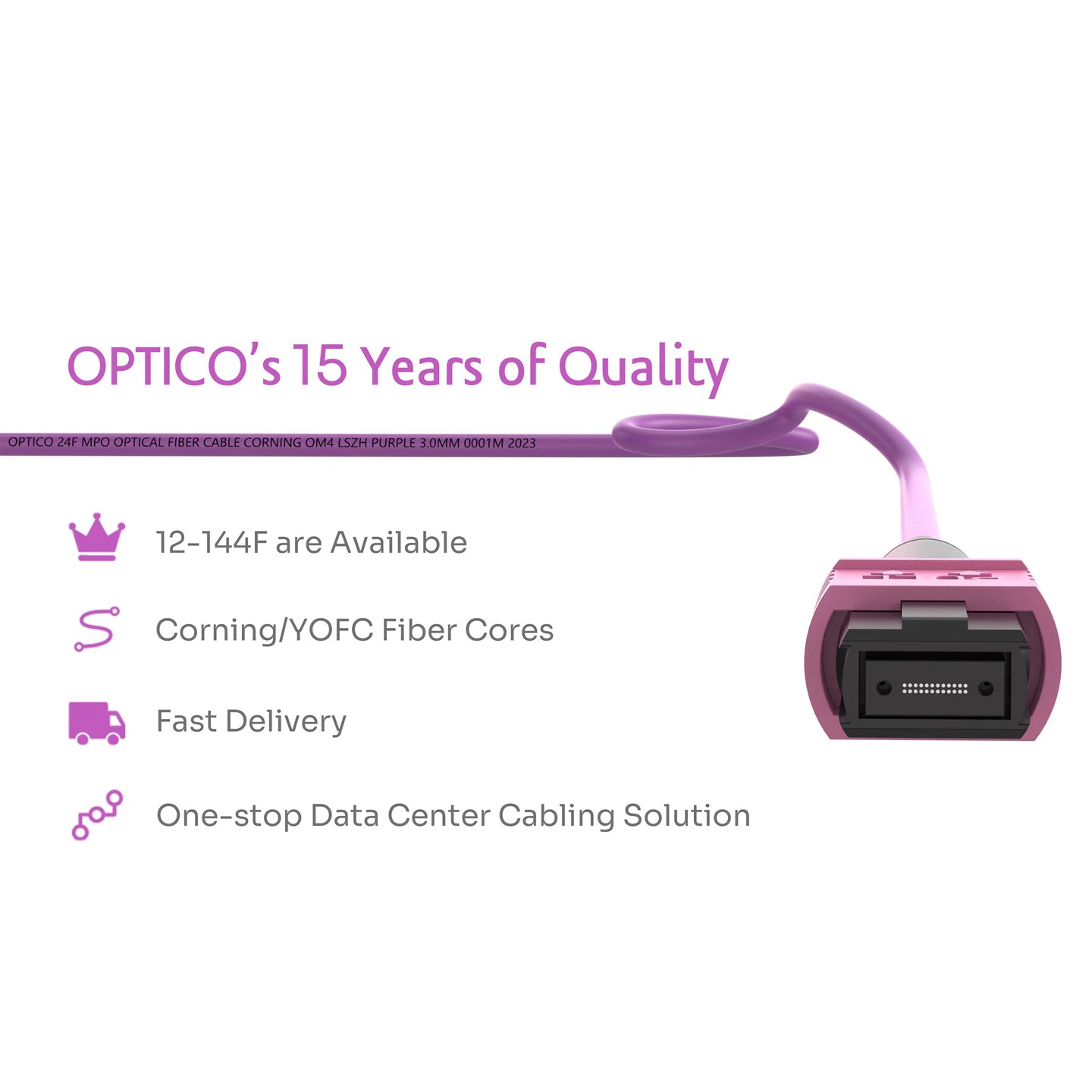 24F MTP MPO Y Trunk Cable OM4 Purple